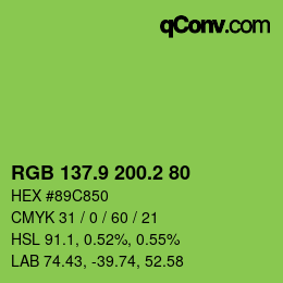 カラーコード: RGB 137.9 200.2 80 | qconv.com