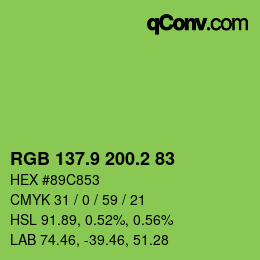 カラーコード: RGB 137.9 200.2 83 | qconv.com
