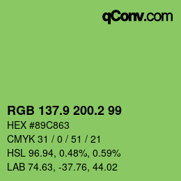 カラーコード: RGB 137.9 200.2 99 | qconv.com