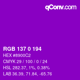 Color code: RGB 137 0 194 | qconv.com