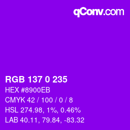 Color code: RGB 137 0 235 | qconv.com