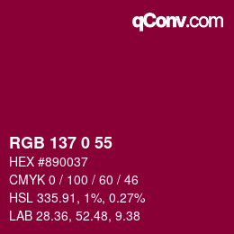 Color code: RGB 137 0 55 | qconv.com