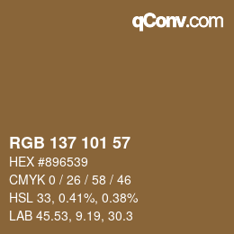 颜色代码: RGB 137 101 57 | qconv.com
