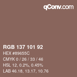 Código de color: RGB 137 101 92 | qconv.com