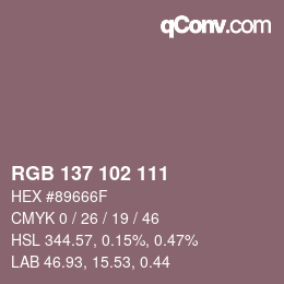 颜色代码: RGB 137 102 111 | qconv.com