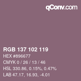 Código de color: RGB 137 102 119 | qconv.com