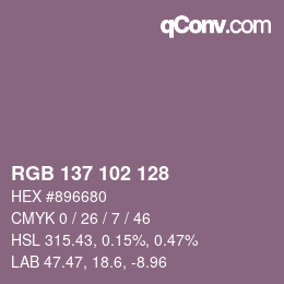 Farbcode: RGB 137 102 128 | qconv.com