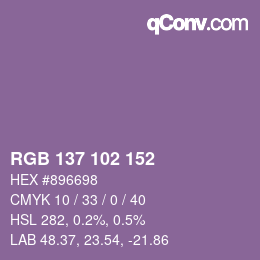 Color code: RGB 137 102 152 | qconv.com