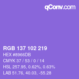 Color code: RGB 137 102 219 | qconv.com