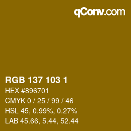 颜色代码: RGB 137 103 1 | qconv.com