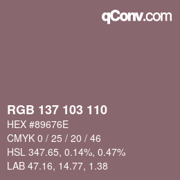 颜色代码: RGB 137 103 110 | qconv.com