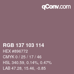 Color code: RGB 137 103 114 | qconv.com