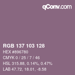 カラーコード: RGB 137 103 128 | qconv.com