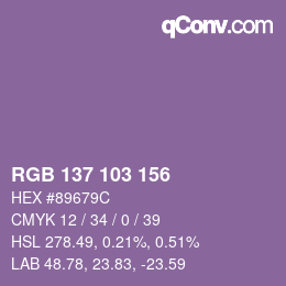 Farbcode: RGB 137 103 156 | qconv.com