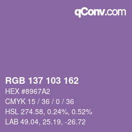 カラーコード: RGB 137 103 162 | qconv.com