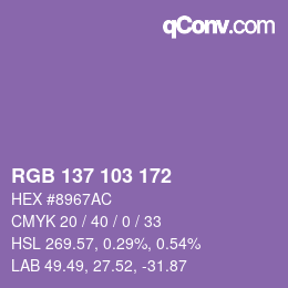 Color code: RGB 137 103 172 | qconv.com
