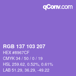 Color code: RGB 137 103 207 | qconv.com