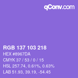 Color code: RGB 137 103 218 | qconv.com