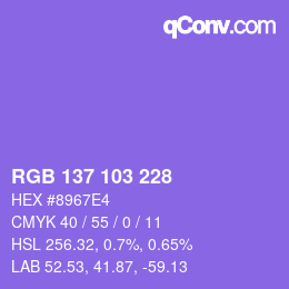 カラーコード: RGB 137 103 228 | qconv.com