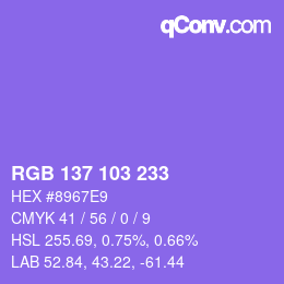 Color code: RGB 137 103 233 | qconv.com