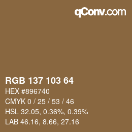 Color code: RGB 137 103 64 | qconv.com