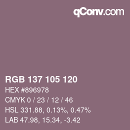 Color code: RGB 137 105 120 | qconv.com