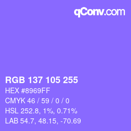 Color code: RGB 137 105 255 | qconv.com