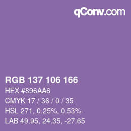 Color code: RGB 137 106 166 | qconv.com