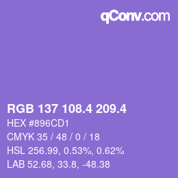 カラーコード: RGB 137 108.4 209.4 | qconv.com