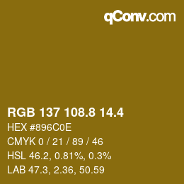 カラーコード: RGB 137 108.8 14.4 | qconv.com
