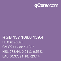 カラーコード: RGB 137 108.8 159.4 | qconv.com
