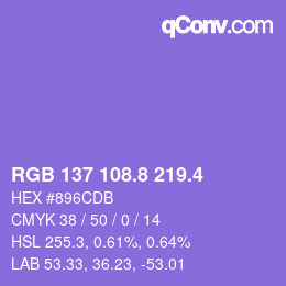 カラーコード: RGB 137 108.8 219.4 | qconv.com