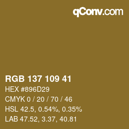 Color code: RGB 137 109 41 | qconv.com