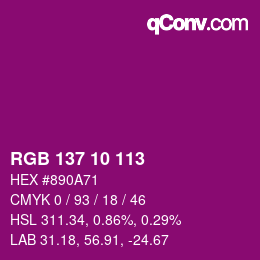 Color code: RGB 137 10 113 | qconv.com