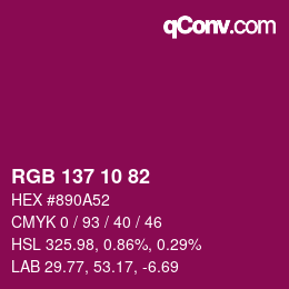 Color code: RGB 137 10 82 | qconv.com