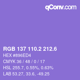 カラーコード: RGB 137 110.2 212.6 | qconv.com
