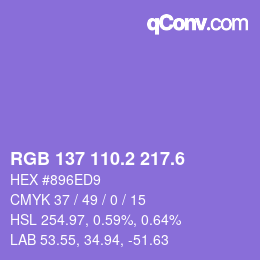 カラーコード: RGB 137 110.2 217.6 | qconv.com