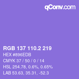 カラーコード: RGB 137 110.2 219 | qconv.com