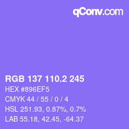 カラーコード: RGB 137 110.2 245 | qconv.com