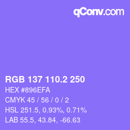 カラーコード: RGB 137 110.2 250 | qconv.com