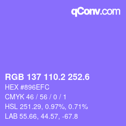 カラーコード: RGB 137 110.2 252.6 | qconv.com