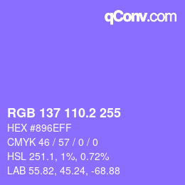 カラーコード: RGB 137 110.2 255 | qconv.com