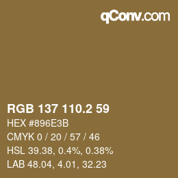 カラーコード: RGB 137 110.2 59 | qconv.com