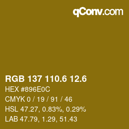 カラーコード: RGB 137 110.6 12.6 | qconv.com