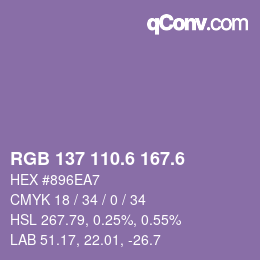 カラーコード: RGB 137 110.6 167.6 | qconv.com