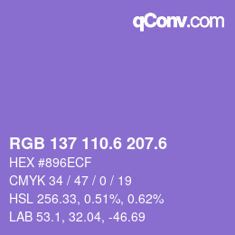 カラーコード: RGB 137 110.6 207.6 | qconv.com