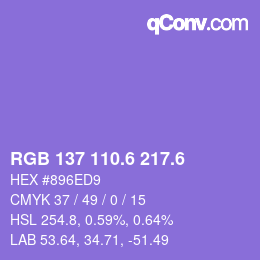 カラーコード: RGB 137 110.6 217.6 | qconv.com