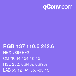 カラーコード: RGB 137 110.6 242.6 | qconv.com
