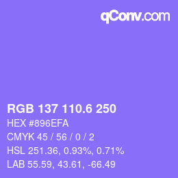 カラーコード: RGB 137 110.6 250 | qconv.com