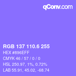 カラーコード: RGB 137 110.6 255 | qconv.com
